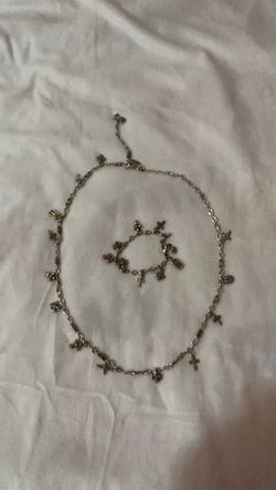 Vintage Brighton Eternity Cross Necklace & Bracelet Set