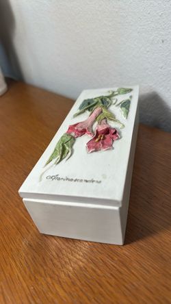 Vintage 3d Ibis & Orchid box / tea light holder never used