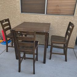 Bar Height Table Dark Brown Wood 
