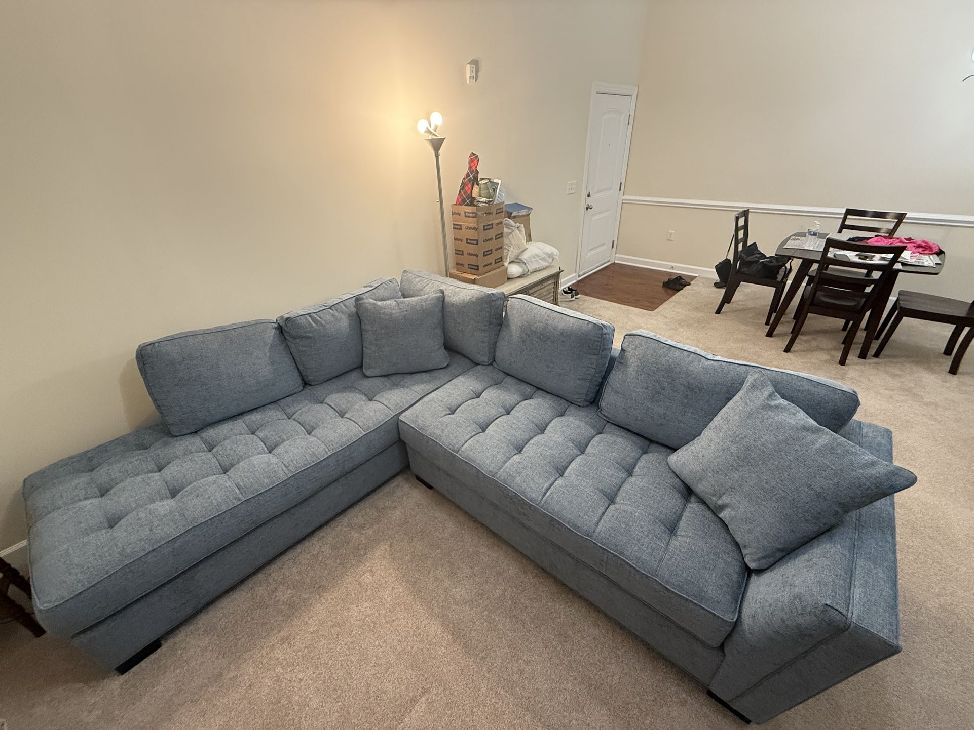 Cindy Crawford Blue Fabric Sectional 