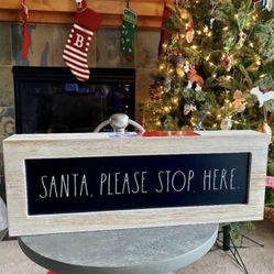 Home Decor Christmas SANTA PLEASE STOP HERE Sign