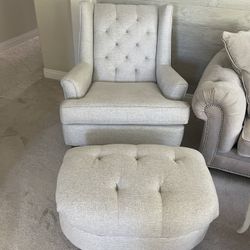 Cloth Nursery Rocking Chair And Ottoman