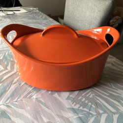 Rachael Ray 4.25 Quart Orange Casserole Dish With Lid