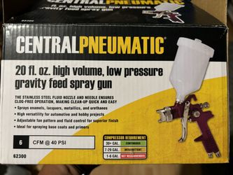 Two CENTRAL PNEUMATIC 20 Fl. Oz. HVLP Gravity Feed Air Spray Gun