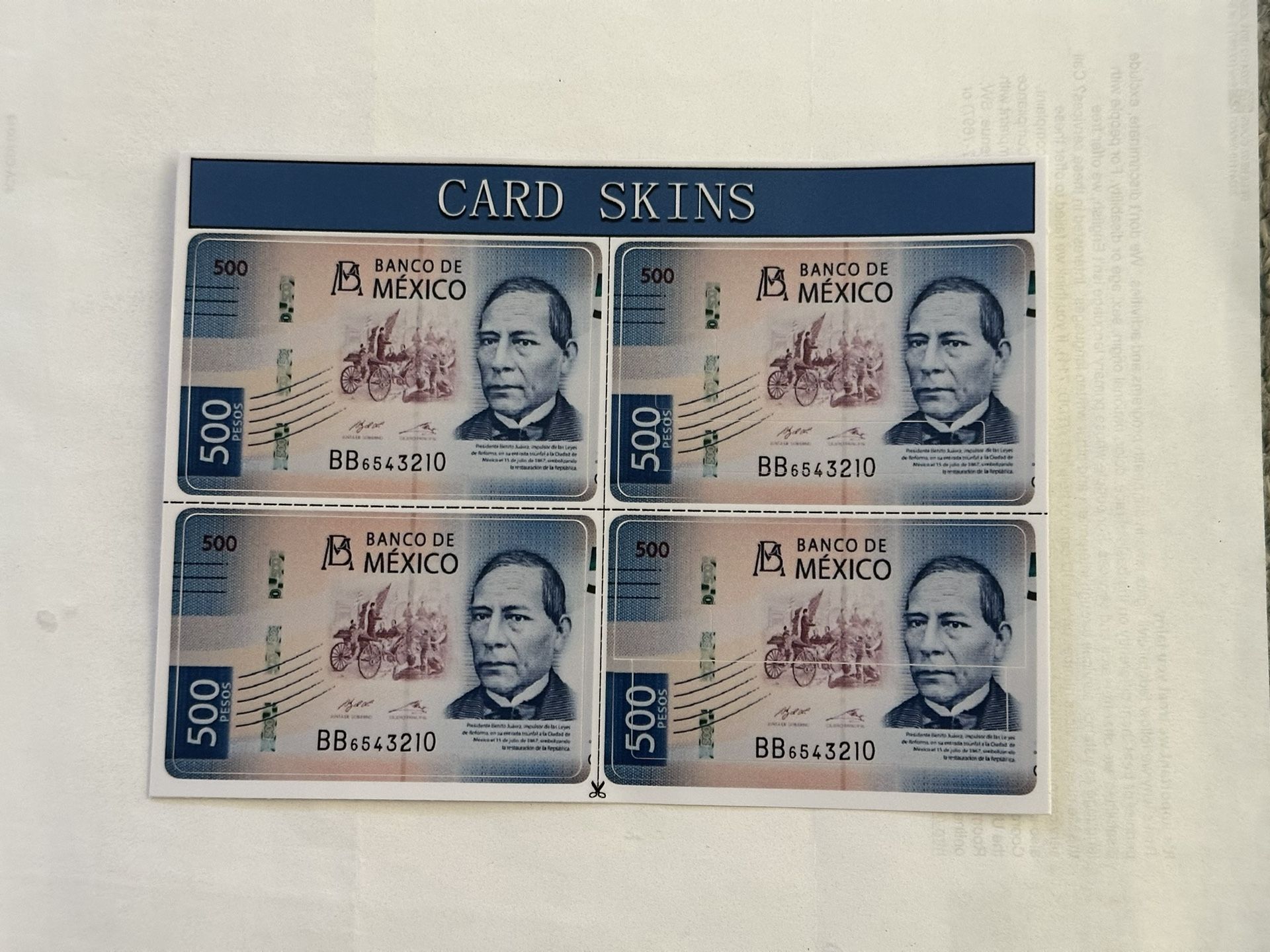 Mexico Pesos Debit Credit Card Skin Sticker