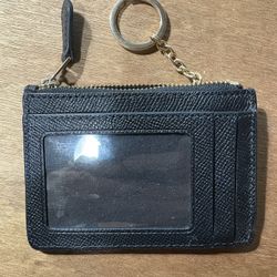 Coach Black Leather Coin Purse Key Ring