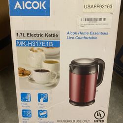 Electric Kettle Double Wall Cool Touch Tea Kettle, Full Stainless Steel Inside, 1.7L 1500W Fast Water Kettle with Auto Shut-Off & Boil Dry Protection,