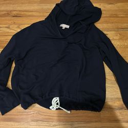 Navy blue cropped hoodie with drawstring size large 
