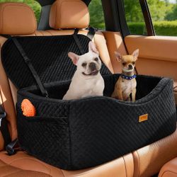 Black Double Pet Booster Car Seat for Medium/Small Dogs (Up to 55 lbs)