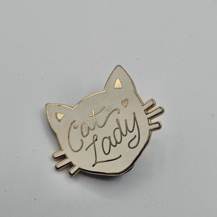 Cat Lady White Cat Lapel Pin