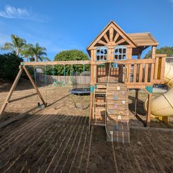 Cedar Summit Wooden Swing Set Clubhouse Playset