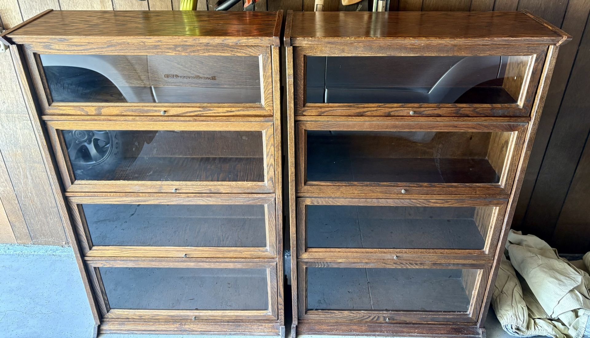 2 X Antique Barrister / Lawyers Bookcase - Solid Oak