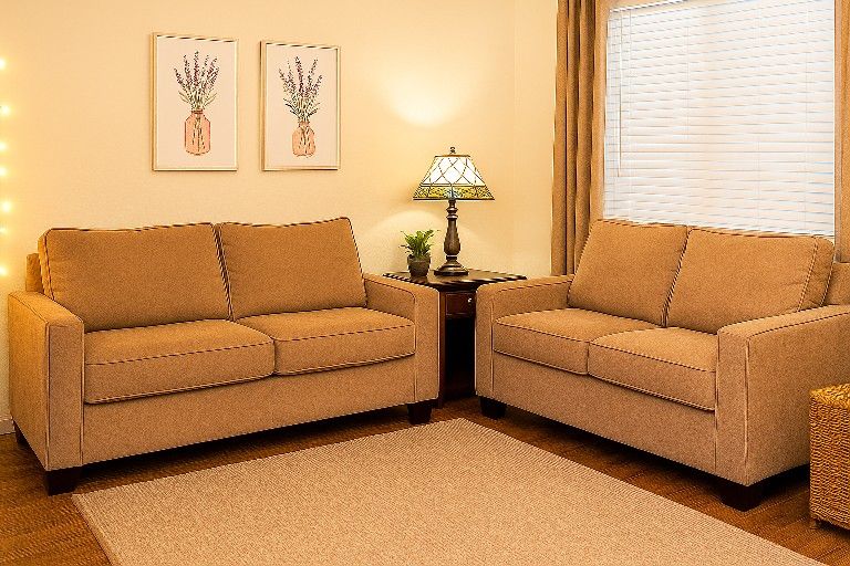 Sofa & Loveseat Set. Microfiber•Comfortable•Sturdy