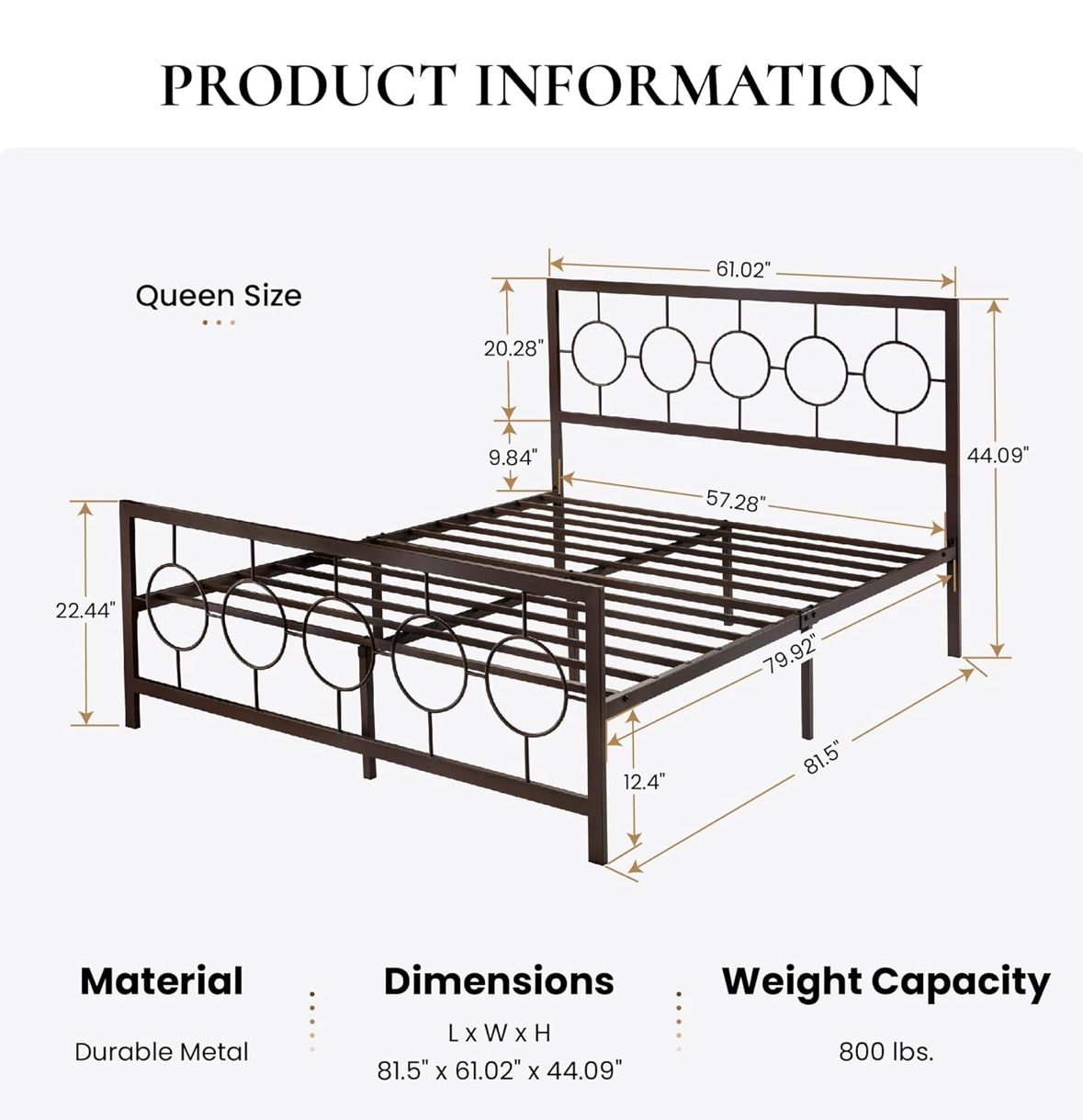 New metal queen size bed frame