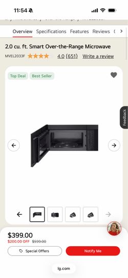 LG -SMART MICROWAVE- OVER THE RANGE