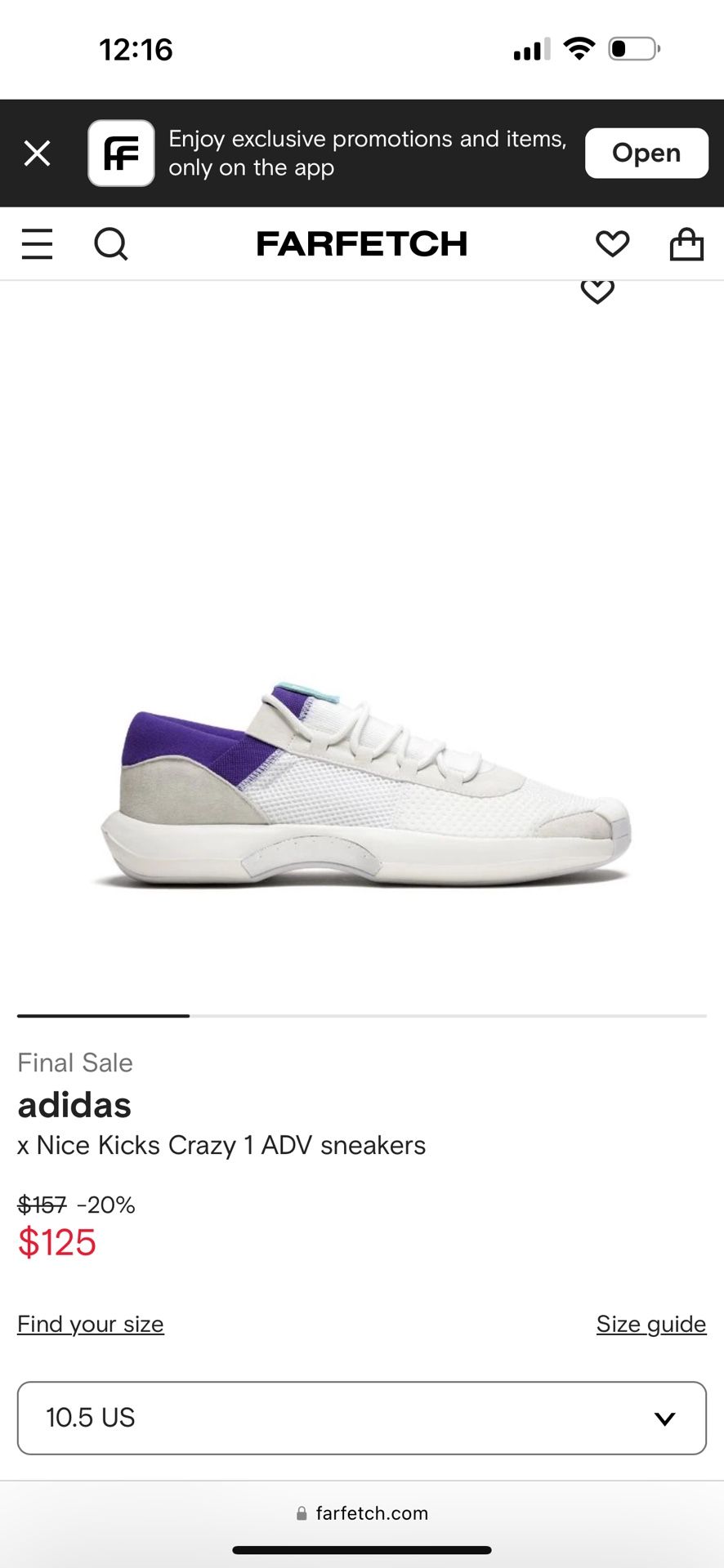 Brand New Adidas Sneaker Nicekick Crazy 1 Size 9