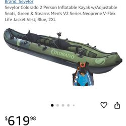 Sevylor Colorado 2 Person Inflatable Kayak w/Adjustable Seats, 