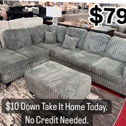 Sectional With Ottoman Available For Immediate Delivery 