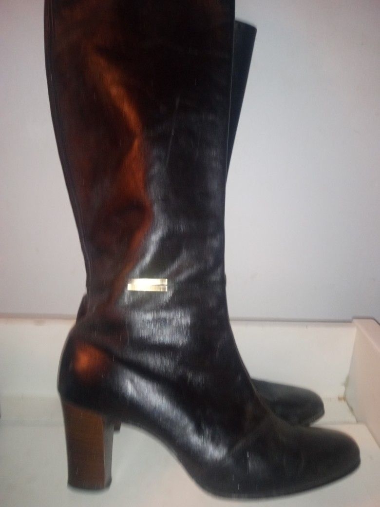 Black Authentic Leather Boots Sz 7.5