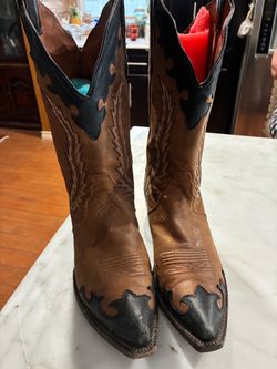 Women’s Nocona Vaquero Leather Cowboy Boots Style L5016 Brown/Black Size 8 1/2B