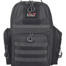 Val-R Tactical Pistol Range Backpack - Heavy Duty Shooting Range Bag with Internal Frame, Multi-Pistol Storage, Integrated Rain Cover and Lockable Zip