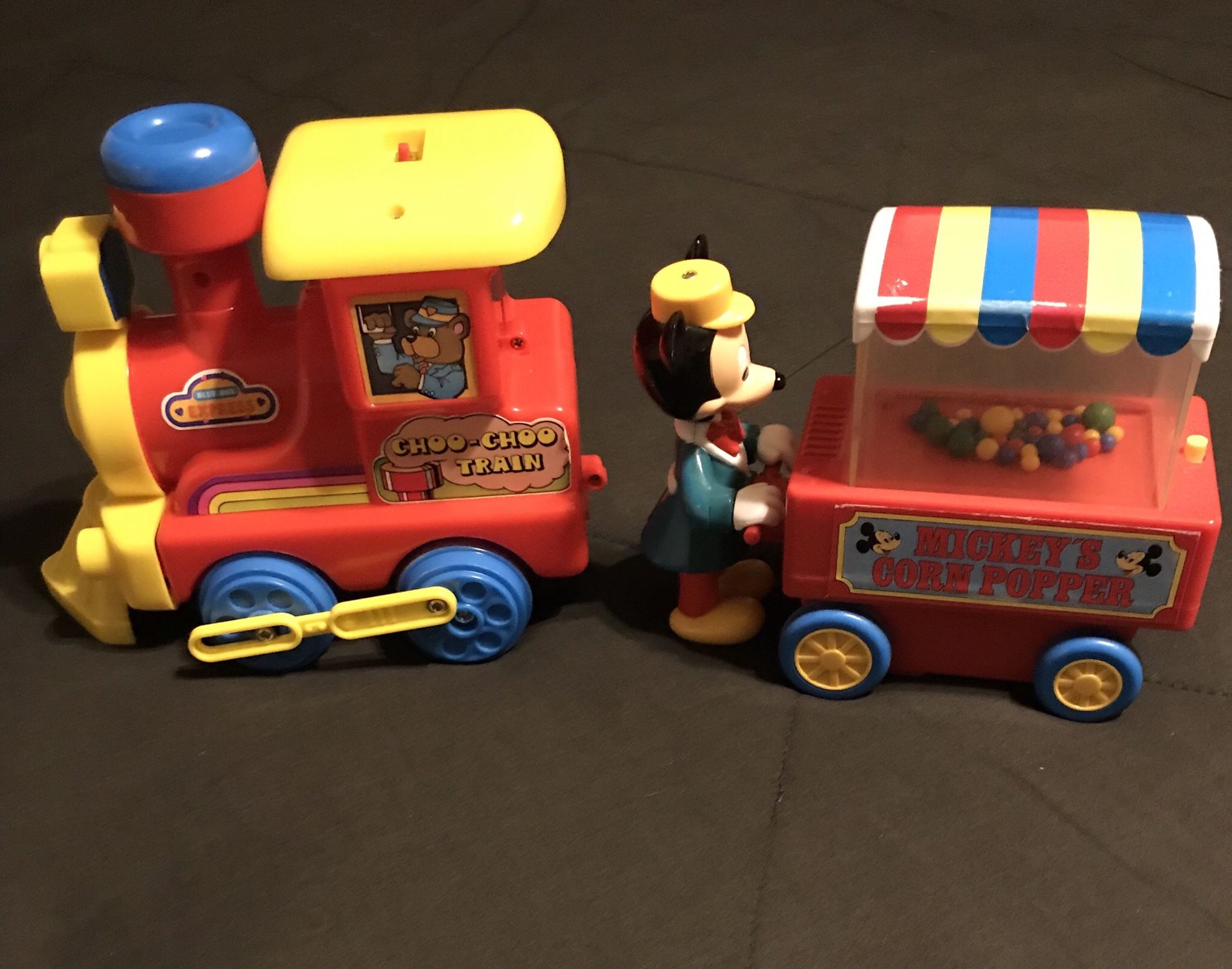 Vintage Toy Combo Set Of Mickey’s Corn Popper And Blue Box Toys Choo Choo Train