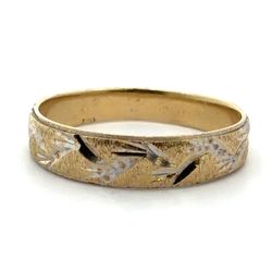 Men’s Woman’s 14k Yellow Gold 5.22mm Textured Engraved Wedding Band Ring Size 11 GP3077517