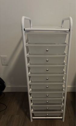10-Drawer Rolling Storage Cart White
