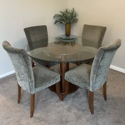 Circular Wood & Glass-Top Dining/Kitchen Table