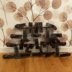 Mid Century Brutalist Copper & Brass Wall Art 