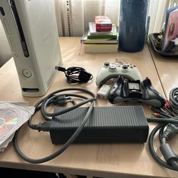 Xbox 360 (console NOT working) +2 Controllers (Rechargeable) +All Original Cords+14 Burnt Games+Star Wars Battlefront 2