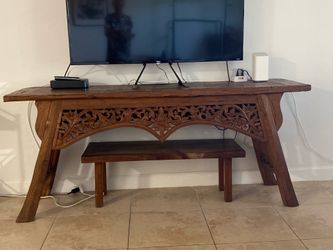 Handmade Carved wood console  vintage