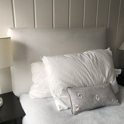 1 White Faux- Suede Single-bed Headboard