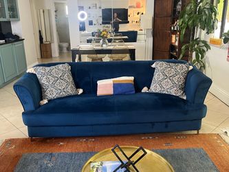 Royal Blue Velvet Sofa