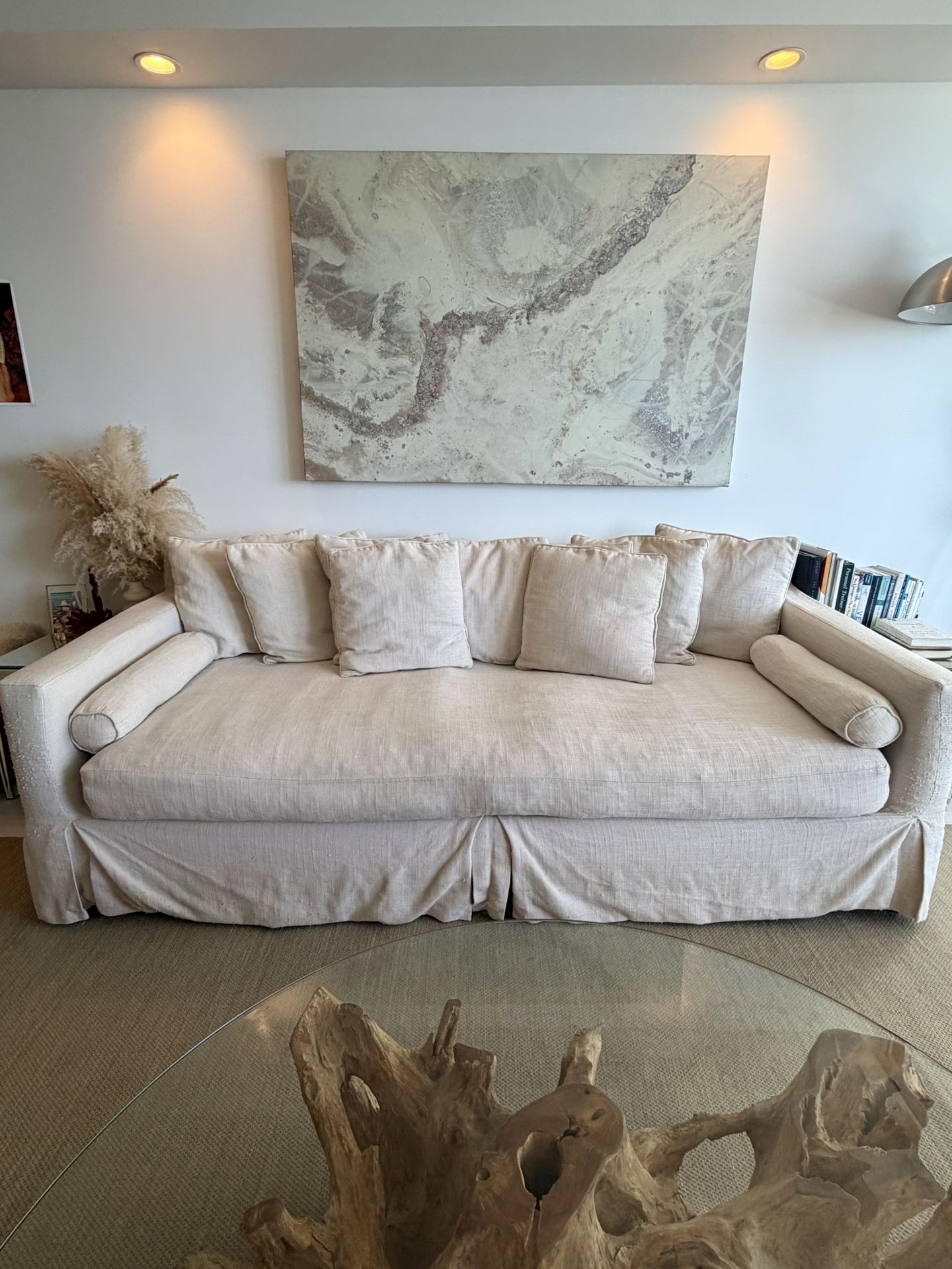 Elements Haley Linen Sofa – 90” Deep Seat, Down Blend Cushions