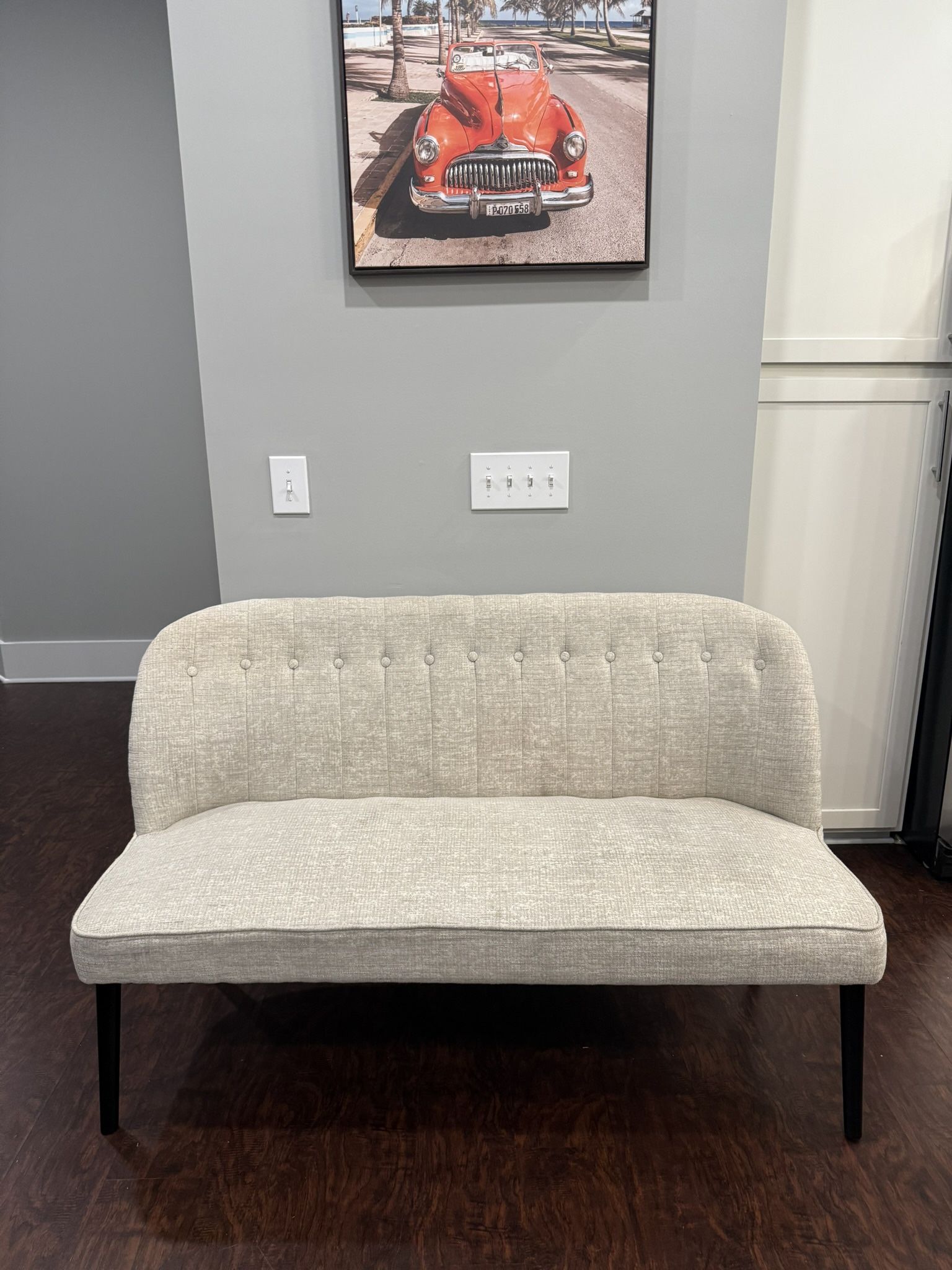 Modern Beige Entryway Loveseat / Accent Bench – 55” Wide