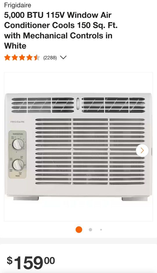 🆕️Frigidaire

5,000 BTU 115V Window Air Conditioner Cools 150 Sq. Ft. with Mechanical Controls in White

