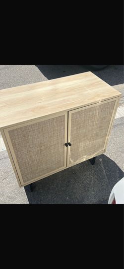 Nathan James Kova Wood & Rattan Storage Cabinet