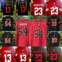 San Francisco 49ers Fred Warner Christian McCaffrey Brock Purdy Nick Bosa Deebo Samuel stitched Jersey

Brand new with tags!