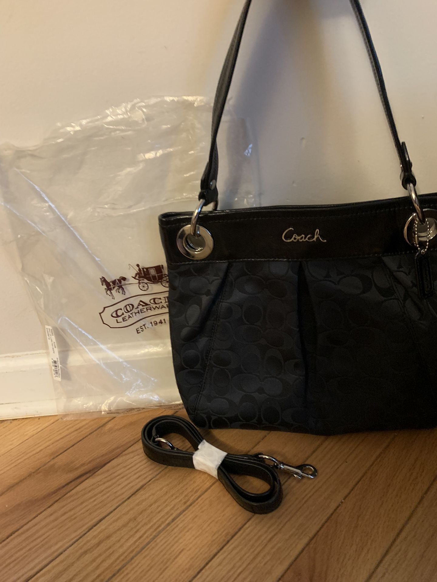🖤 Authentic Coach Hobo Bag, Signed C Black Coach Satchel Crossbody Bag, Designer Coach Purse, Coach Shoulder Bag