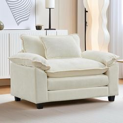 Modern Oversized Accent Chair – Cream White