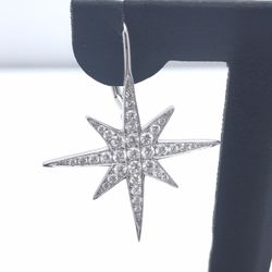 Diamond White Gold Star Earrings 14K New