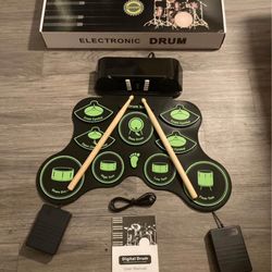 BRAND NEW! Roll-Up, Silicone, Tabletop Electronic Drum Set