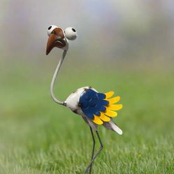 Outdoor Garden Yard Metal Standing Bird Statue