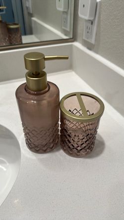 Glass Soap Dispenser and Tumbler Set