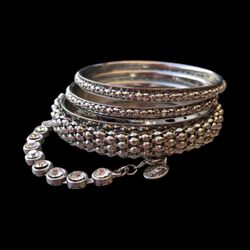 ICING Silver Rhinestone Bracelet & Bangle Set - 4 Piece