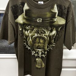 Vintage Bulldog Marines Olive Green T-shirt 