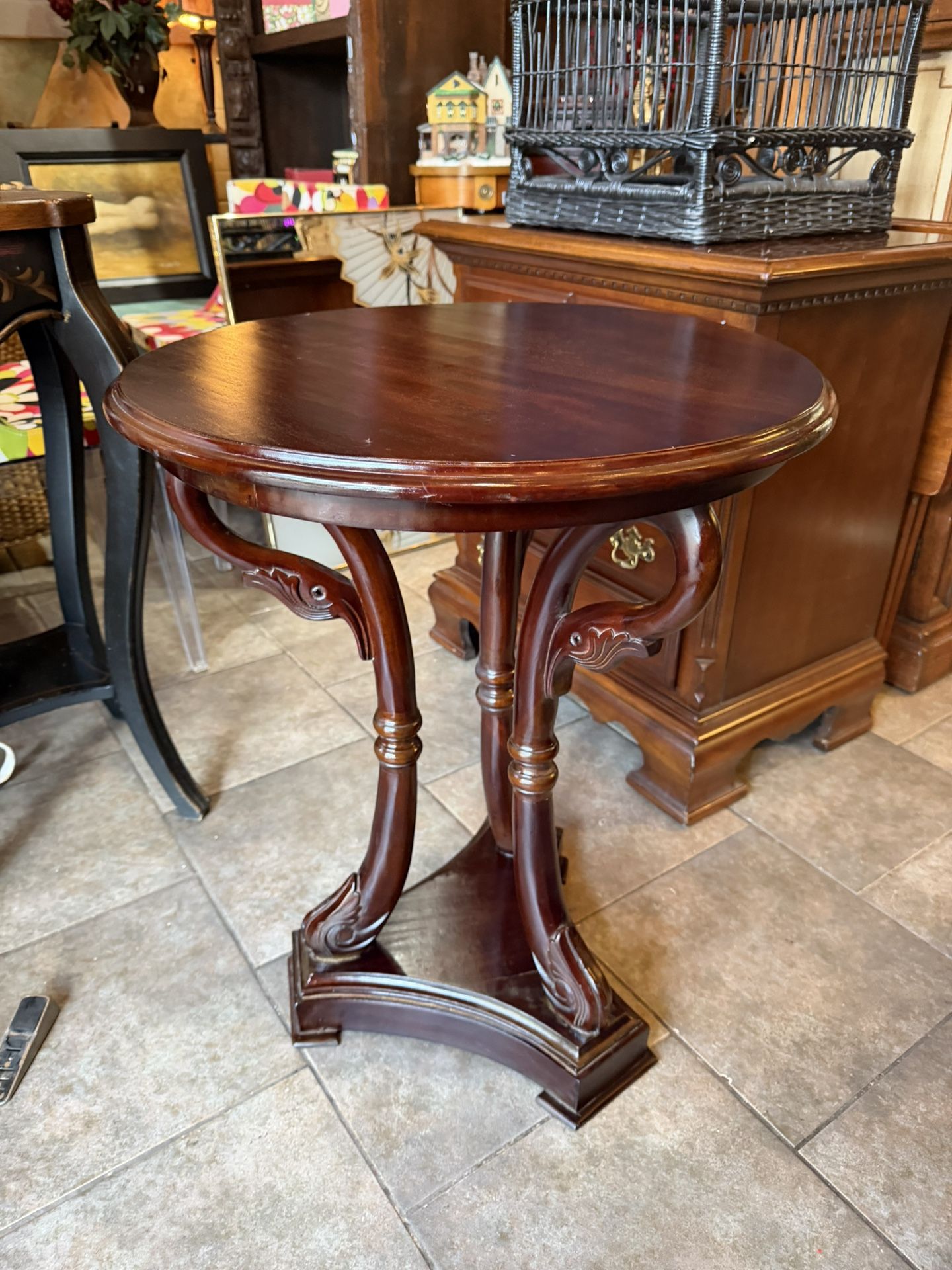 Antique Round Side Table 22 Wide 27 Tall