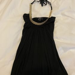 Sky Halter Shirt - Brand New - Size XS - Black With Gold Jeweled Chain