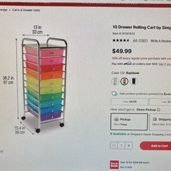 10 Draws craft Cart On Wheels